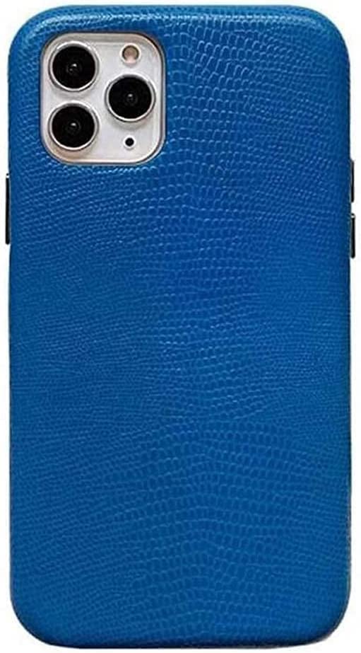 Coque iPhone 11 cuir bleu tactile doux doublure floquée protectrice - 2