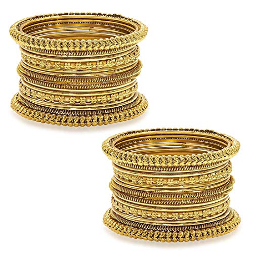 Aheli Tribal Traditional Antique Golden Oxidised Bangles Fashion Vintage Jewelry For Women For Women Girls (Set Of 2) (Size 2.6) #TOP29