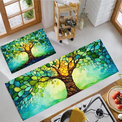 Tapis de cuisine de format runner et petit tapis d'entrée verts - 2