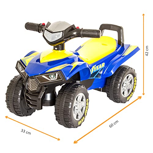 LEMODO Rutschauto blau in Quad-Optik | Rutscherfahrzeug für Kinder ab 18 Monate | Rutschfahrzeug mit Sound-Lenkrad | Kinderfahrzeug mit Kippschutz | Von Good Year Lizenziertes Kinderspielzeug (blau) – Bild 5