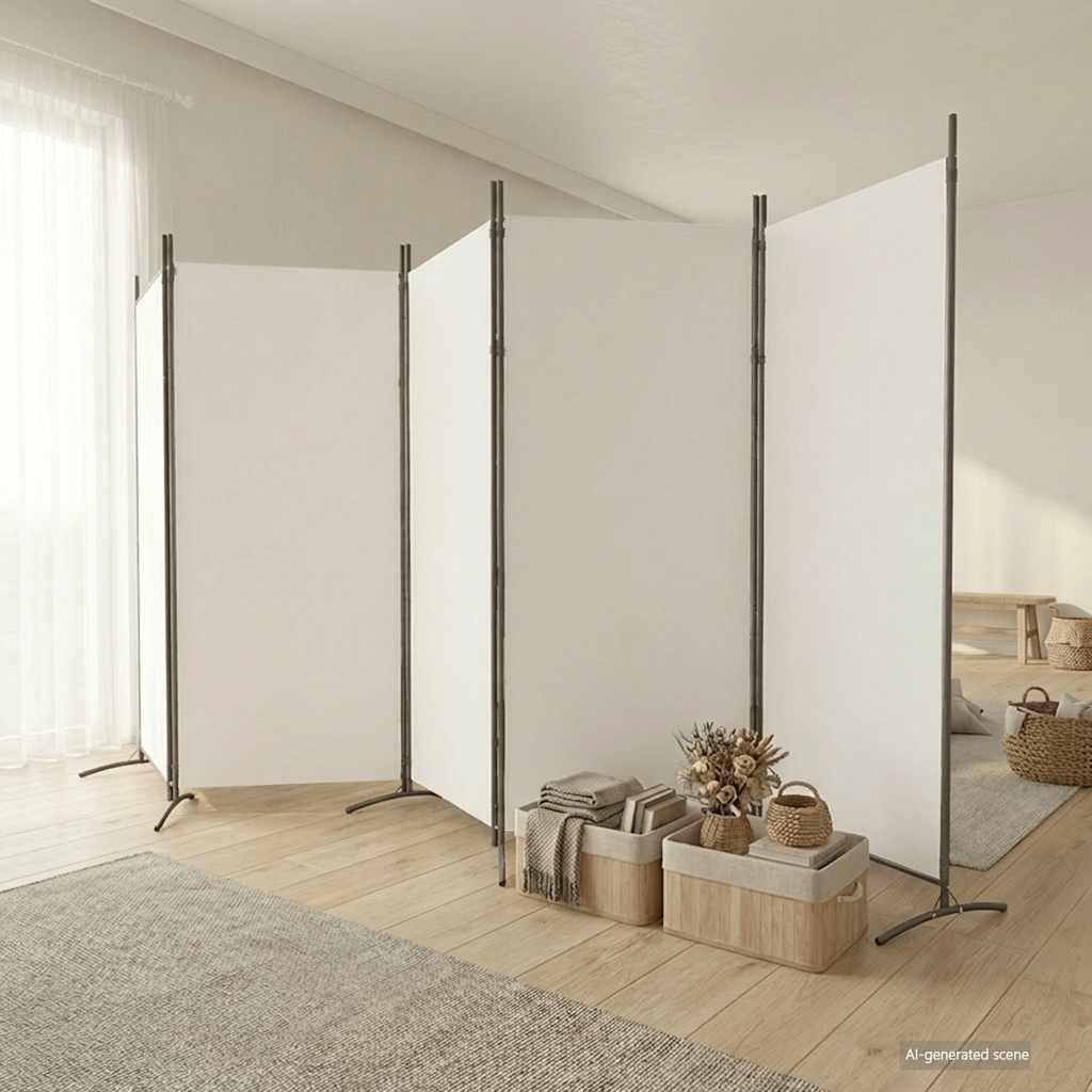 vidaXL Cloison de séparation 5 Panneaux Blanc 433x180 cm Tissu