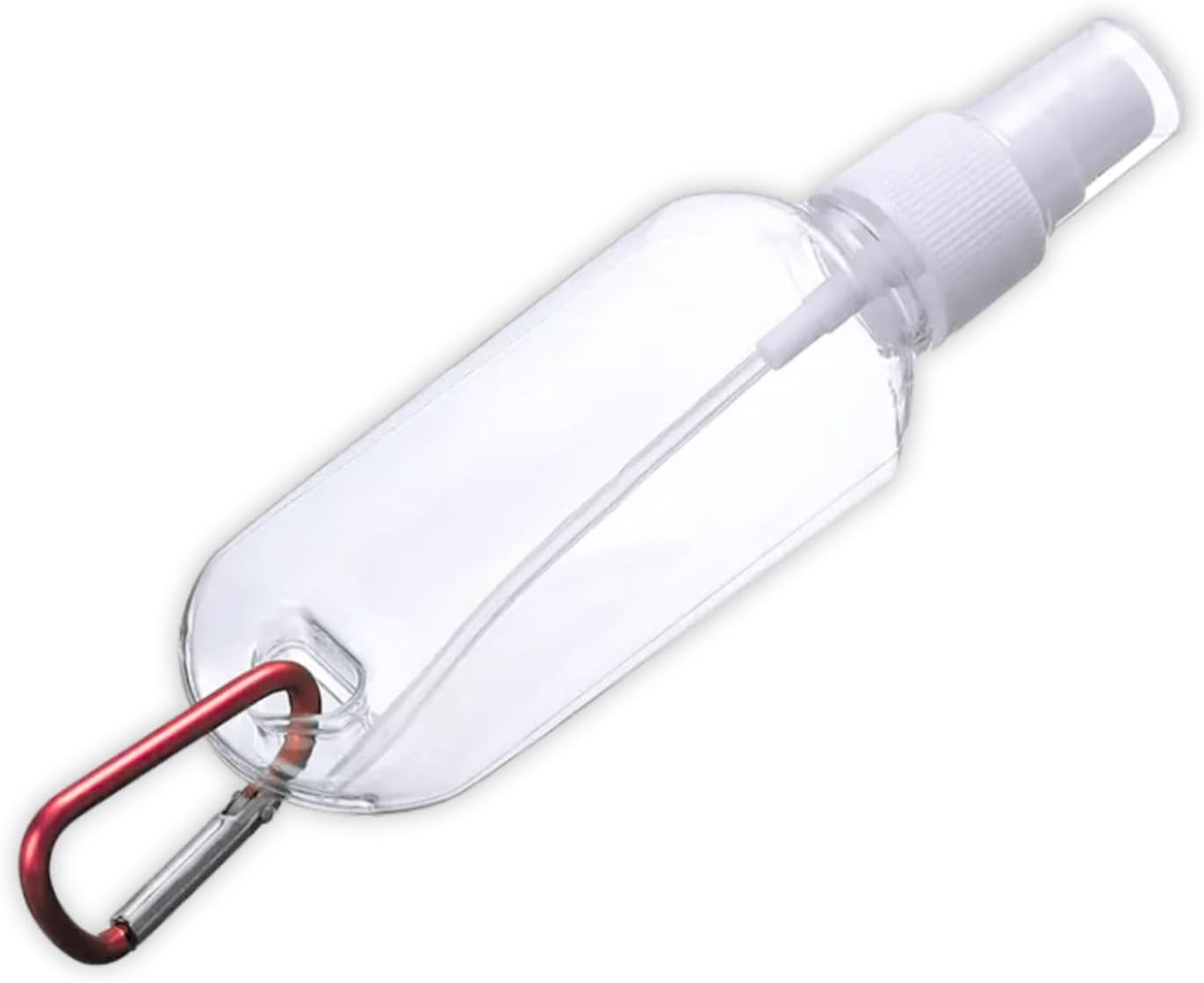 Clear Plastic Small Fine Mist Atomizer Empty Spray Bottle with Buckle Carabiner Keychain to attach bottles to Keys, Purse, Bag, Pocket_50ml