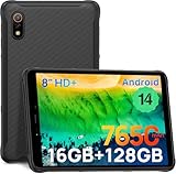 Ulefone Armor Pad Pro Outdoor Tablet 16GB RAM + 128GB ROM/SD-2048GB Android 14, Robust PC 8.0 Zoll, 7650mAh Akku 48MP Kamera, Tablet Dual SIM 4G IP68/IP69K GPS NFC 5G-WiFi Schwarz