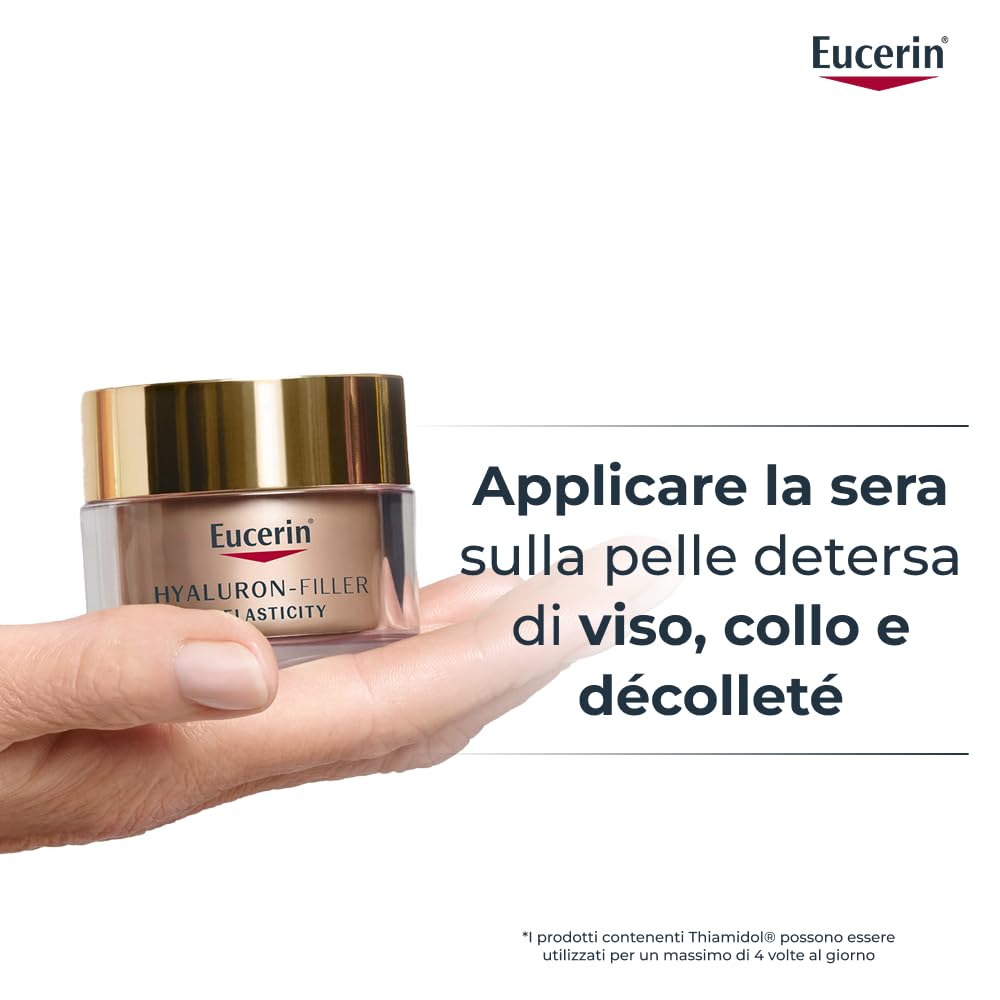Eucerin Skincare Kit con Hyaluron-Filler + Elasticity Crema Notte 50 ml + Refill 50 ml, Crema viso antimacchie e antirughe e ricarica ecologica con Acido Ialuronico idratante e Thiamidol