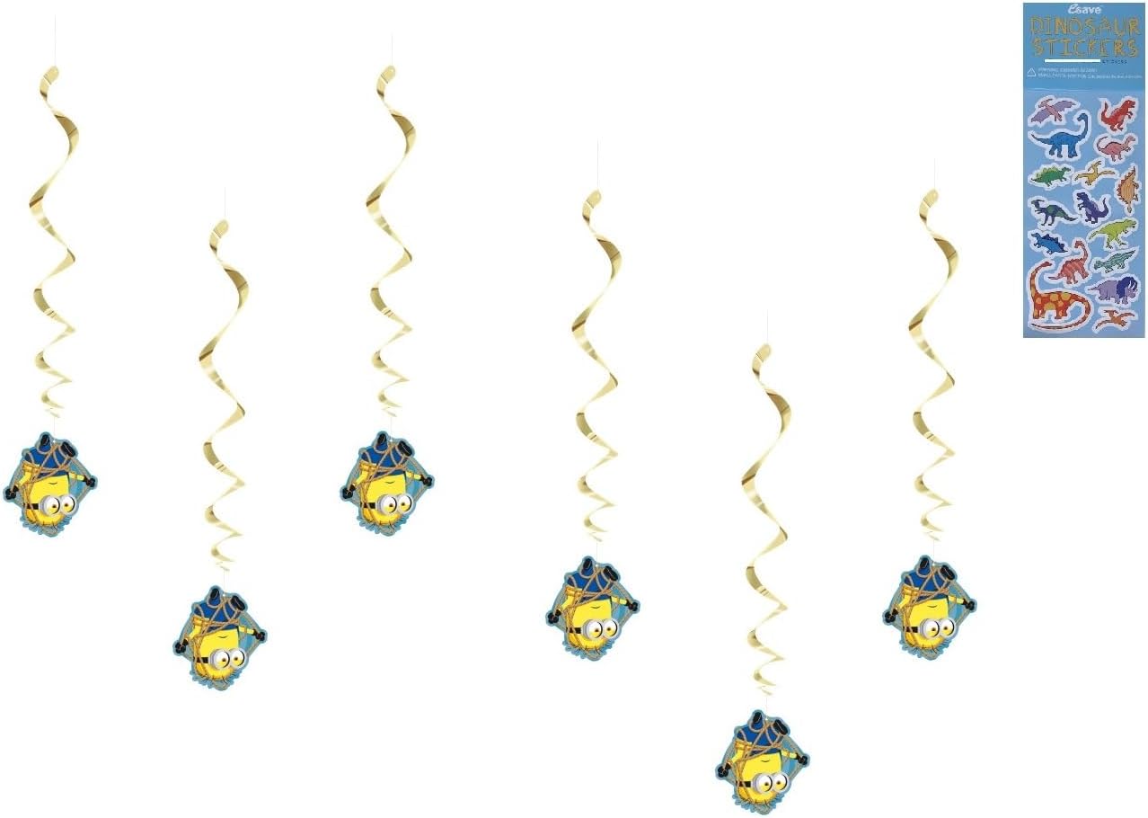 Unique Despicable Me Birthday Party Supplies Bundle Pack Includes Hanging Swirls Decorations - 6 Count
