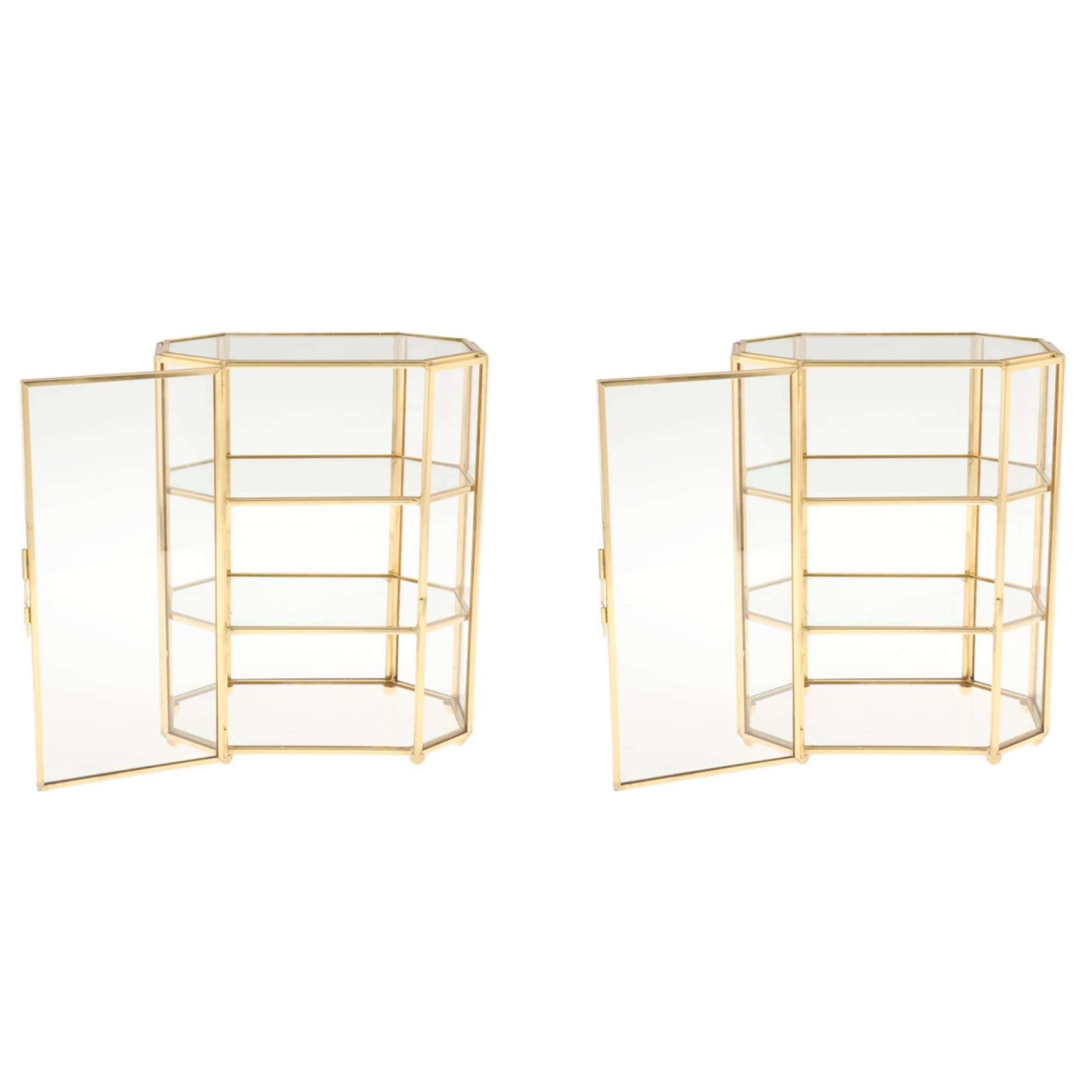 2X 3-Tier Jewelry Box Vetro Trucco Organizer Jewelry Box Multifunzione Display Case per Toeletta Decorazione