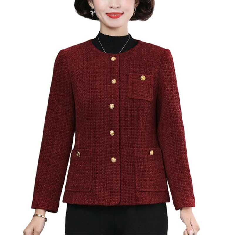 Veste en tweed rouge chic pour vos sorties printanières en terrasse