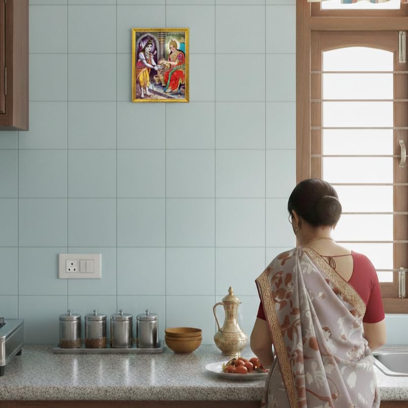 Image of Manekash Maa Annapurna Devi Photo for Kitchen, Annapurna Shiva Wall Picture, Food & Prosperity Blessing Hindu Print, 5x7 Inch