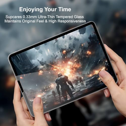 Image of SupCares Tempered Glass for iPad Air 4th, 5th Generation and iPad Pro 2018, 2020, 2021, 2022 (11 Inch) With Installation Kit | Military-Grade Gorilla Screen Protector | Edge to Edge Coverage | Transparent