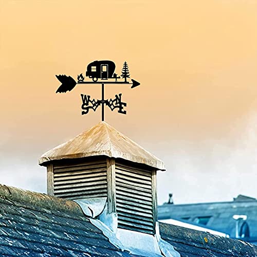 Bturyt Weathervane Happy Camper Dragon Warrior Measuring Tool Weather Vane Stainless Steel Weathercock Direction Indicator For Garden Patio Yard Ornament Decoration (Happy Camper) #TOP6