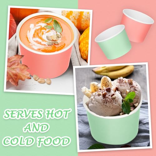 Image of Nuenen 300 Pcs 8 oz Summer Ice Cream Paper Cups Bulk Disposable Dessert Cups Solid Color Paper Dessert Bowls for Snack Sundae Spring Party Favors Ice Cream Bar Supplies (Pastel Color)