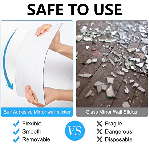 Darenyi Acrylic Mirror Sheet For Wall, 15.7 Inch X 19.6 Inch Large Rectangular Mirror Tiles Frameless Wall Mounted Mirror Self-Adhesive Mirror Stickers For Vanity Bedroom Home Decor thumb #3