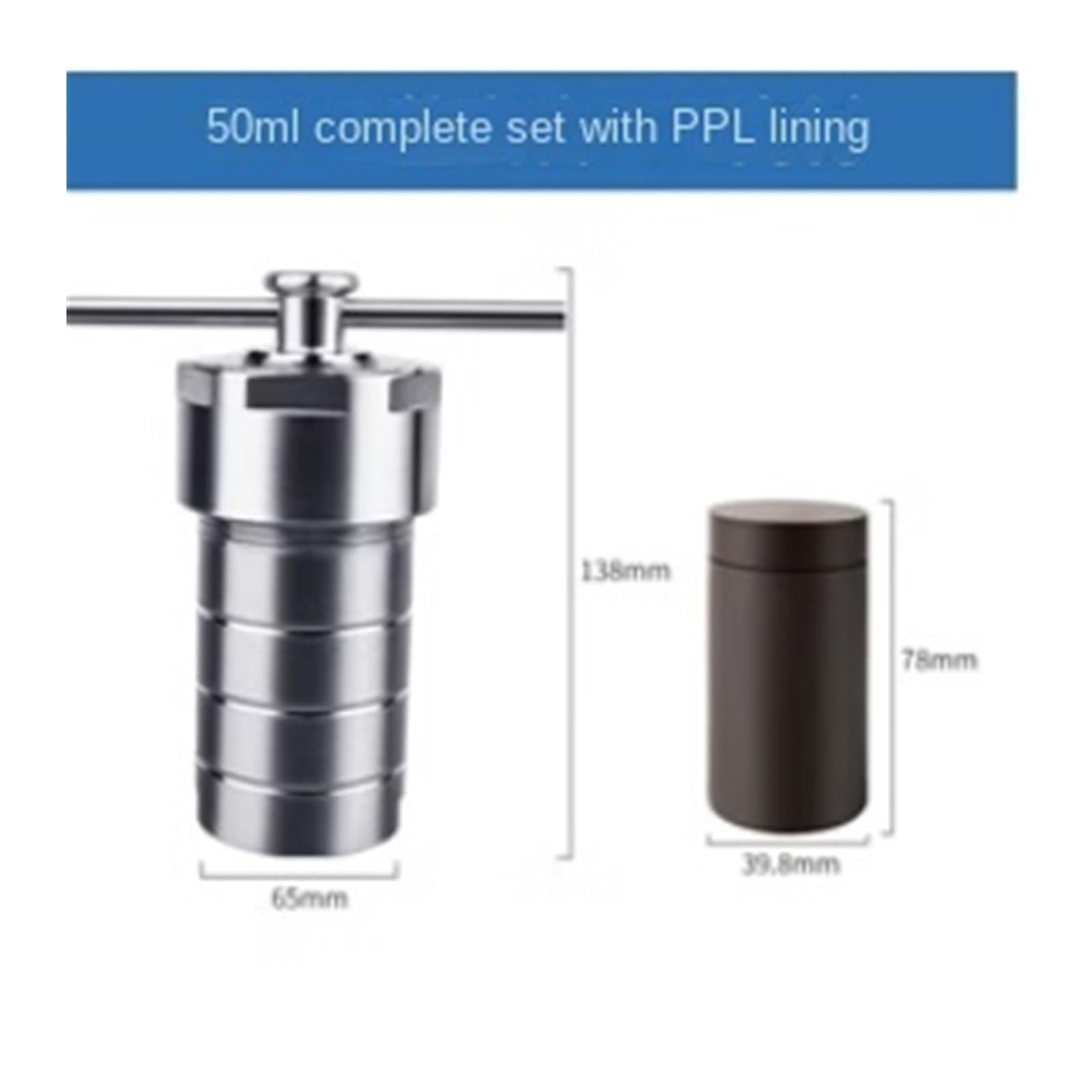 25-500 ml hydrotermalny reaktor autoklawowy z syntezą komory PTFE/PPL 1 jednostka(50ML PPL)