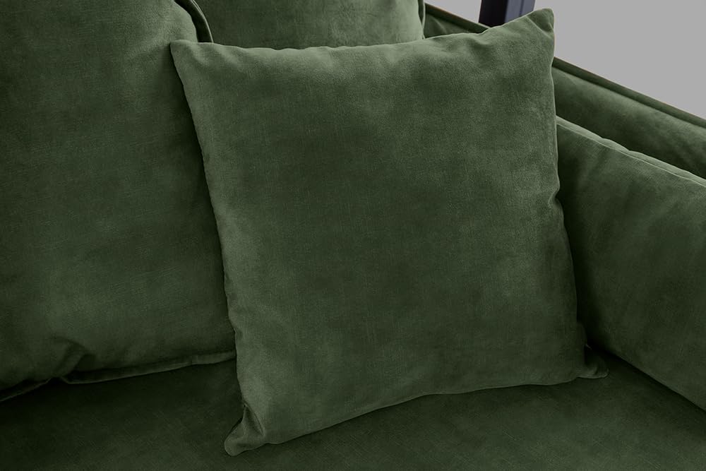 3-Sitzer Sofa HEAVEN - 200cm - dunkelgrün - Samt - Federkern Hussensofa