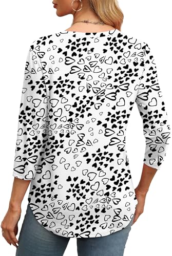 image for XIEERDUO 3/4 Length Sleeve Womens Tops Crewneck Pleated Blouses for Wo