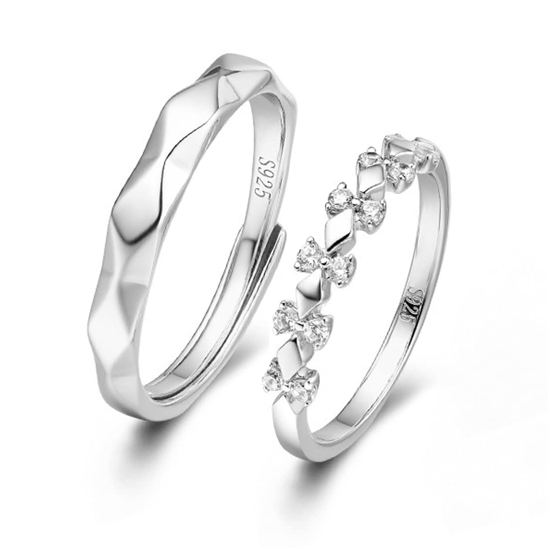 LEEQAnillos Ajustables para Parejas - Anillos de Boda en Plata de Ley 925 para Hombres y Mujeres, Joyería de Compromiso para Parejas - para Aniversarios, Bodas, San Valentín y Cumpleaños
