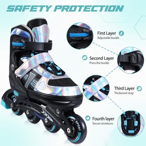 Rollers en ligne enfants réglables pour s'amuser au parc avec 8 roues lumineuses