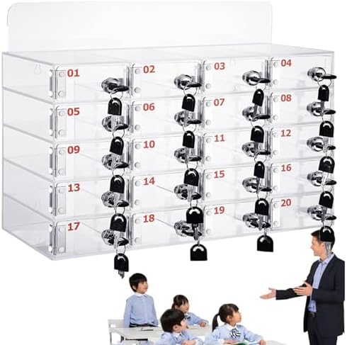 Clear Wall-Mounted Acrylic Cell Phone Locker Box - Multiple Slot Secure Storage for Classroom & Office Organization, Perfect for Easy Access and Clutter-Free Spaces