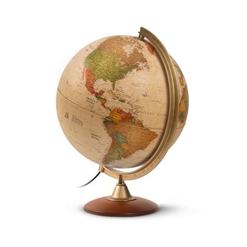 Tecnodidattica - Globo Terrestre Colombo Creation 30cm Iluminado com Base de Madeira | Politico Esti