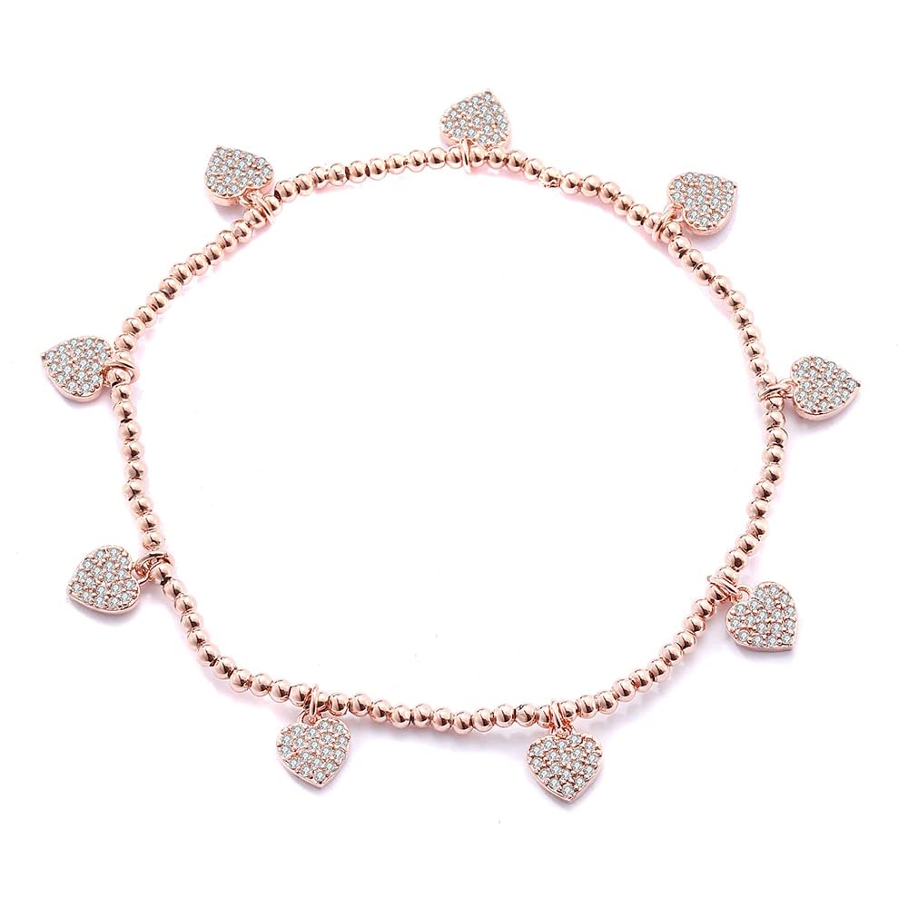 WZGWDC LuisFranklin Armband Damen Armbänder Mädchen Geschenk Schmuck CZ Herz elastische Perlen Kette Zirkon Schmuck Gold