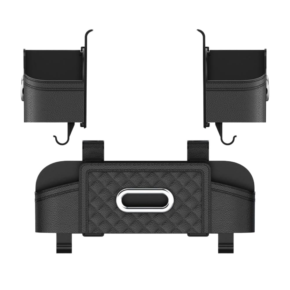 Caja de almacenamiento para asiento trasero de coche, multifuncional, tejido automático, Universal, soporte para vasos, organizador colgante, color negro