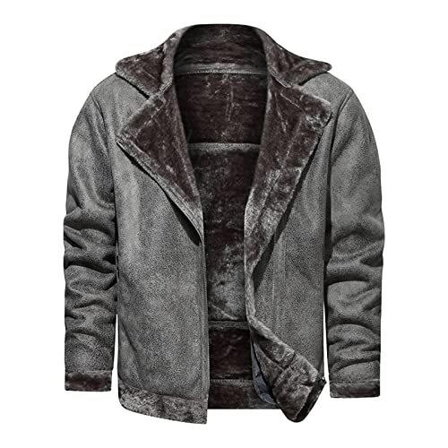 Veste en cuir avec poches intégrées pour hommes blouson gris - 3