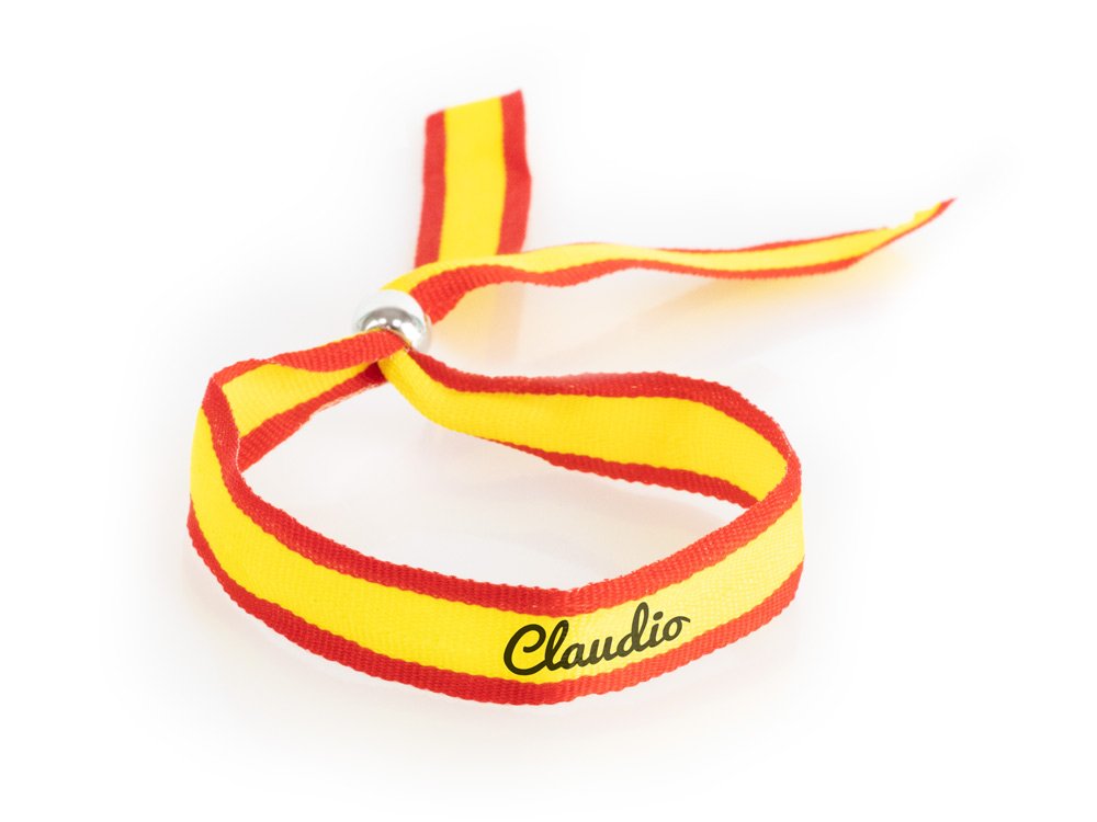Regalo Original Pulsera de España de Cinta Ancha Personalizada con tu Texto