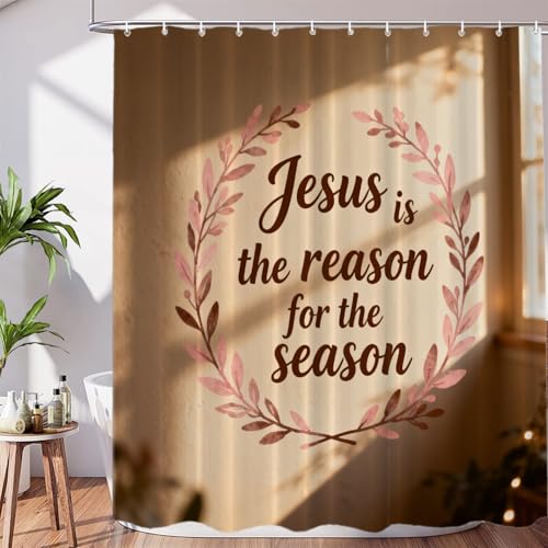BaoNews Jesus Art Burgundy Decorative Shower Curtain, Jesus Christ is