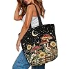 Dngkaoje Womern Canvas Tote Bags Mushroom Print Shoulder Handbag with Zipper Sunflower Shoulder Handbag for Teens Girls Travel Tote Bags for Women Foldable Reusable Grocery Bags Large #1