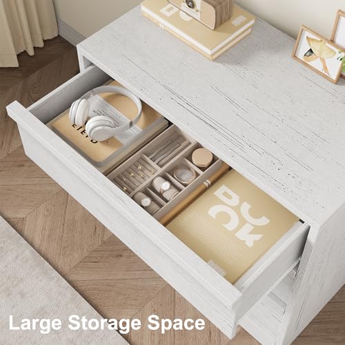 GarveeHome 3 Drawer Dresser for Bedroom, White Nightstand 3 Chest of Drawers with Large Storage, Small Modern Dresser Organizer Bedside Table for Living Room, Nursery, Entryway