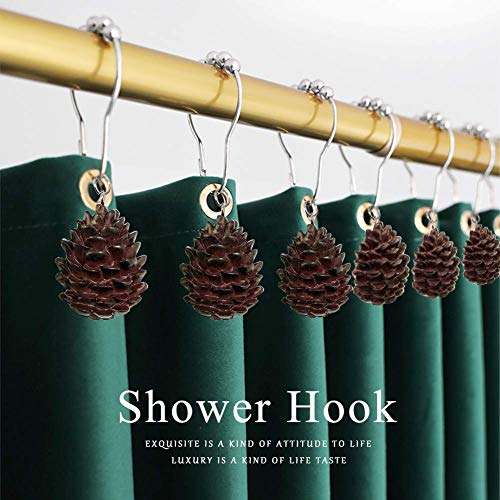 Gracelife 12-Pack Shower Curtain Rings Hooks Decorative Pinecone Resin Pendants,Home Bathroom Rustproof Curtain Sliding Hooks (Pinecone Pendant) #TOP3