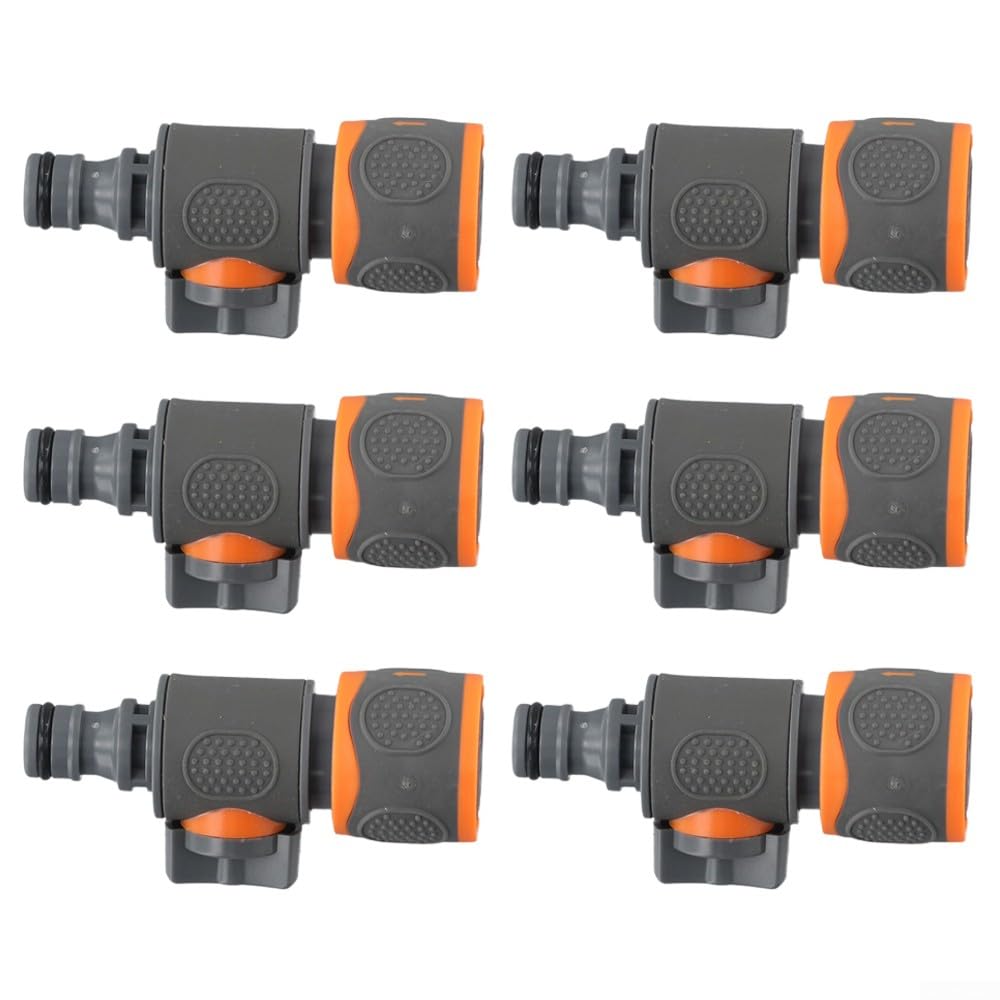 6Pcs Quick Release in Line Shut Off Valve, Garden Hose Pipe in Line Tap Shut Off Valve Fitting Connect Adaptor Tools(6)