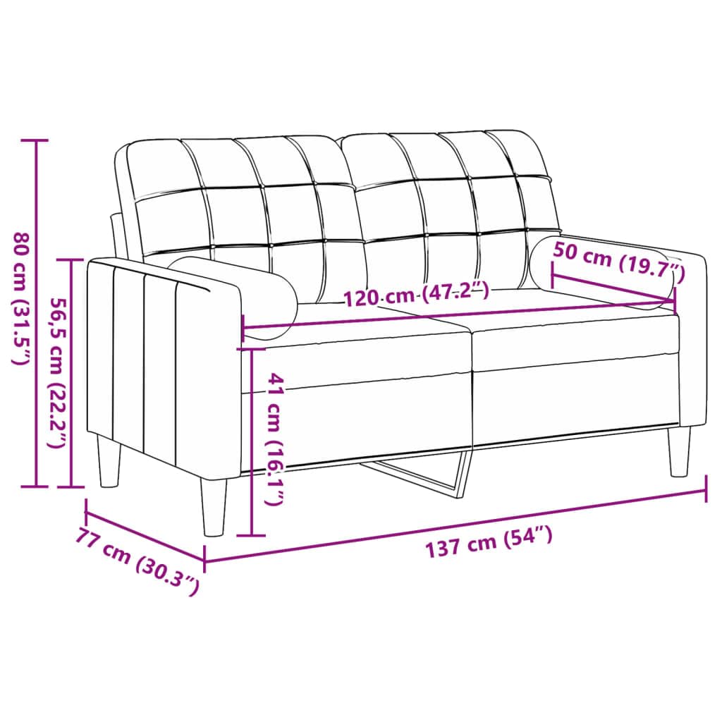 vidaXL Divano a 2 Posti con Cuscini Grigio Scuro 120 cm in Velluto, divano, sofà, divano imbottito, divanetto, poltrona, divano lounge