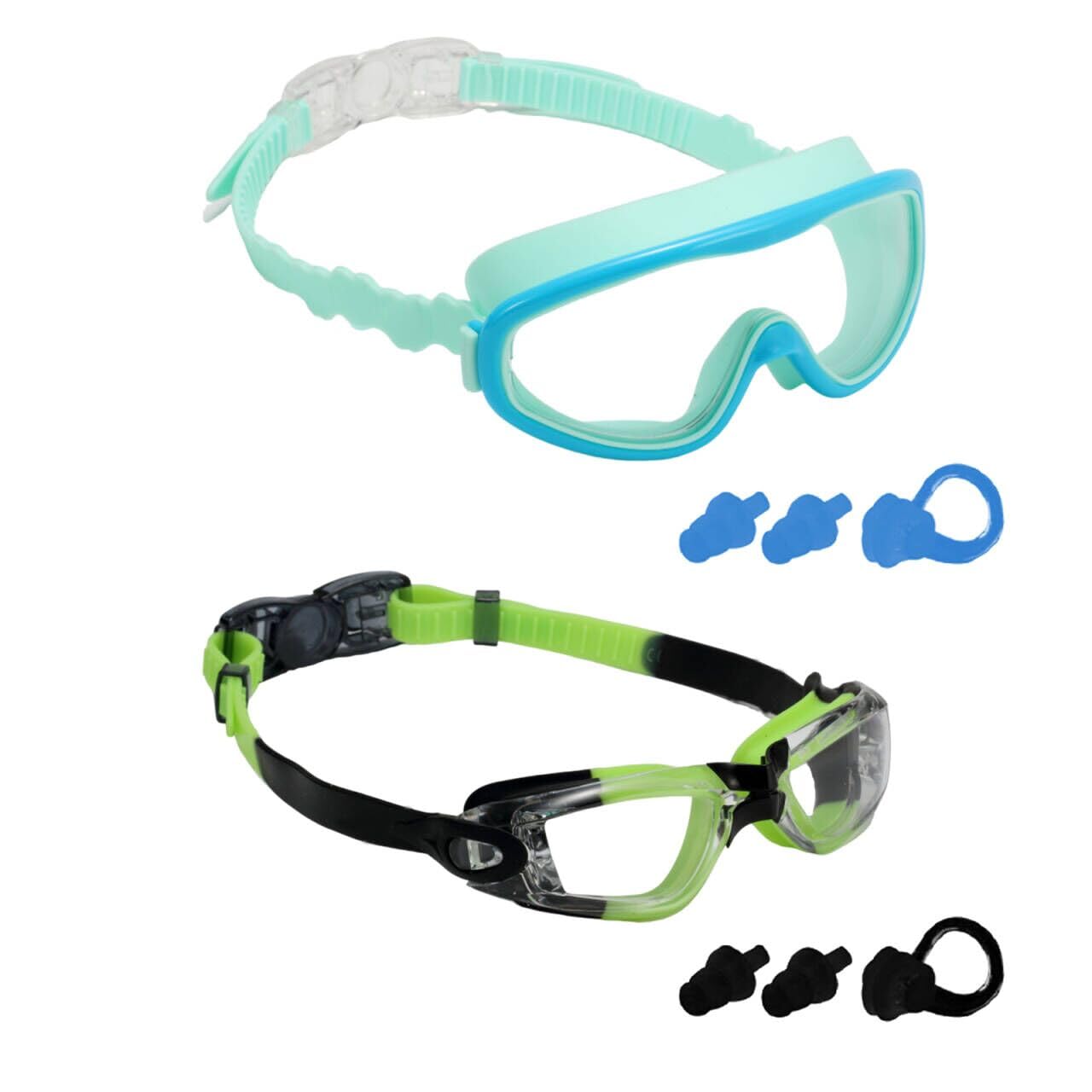 Lot de 2 lunettes de natation pour enfants, verres monobloc et lunettes de natation de style compact pour enfants et jeunes adolescents âgés de 3 à 15 ans