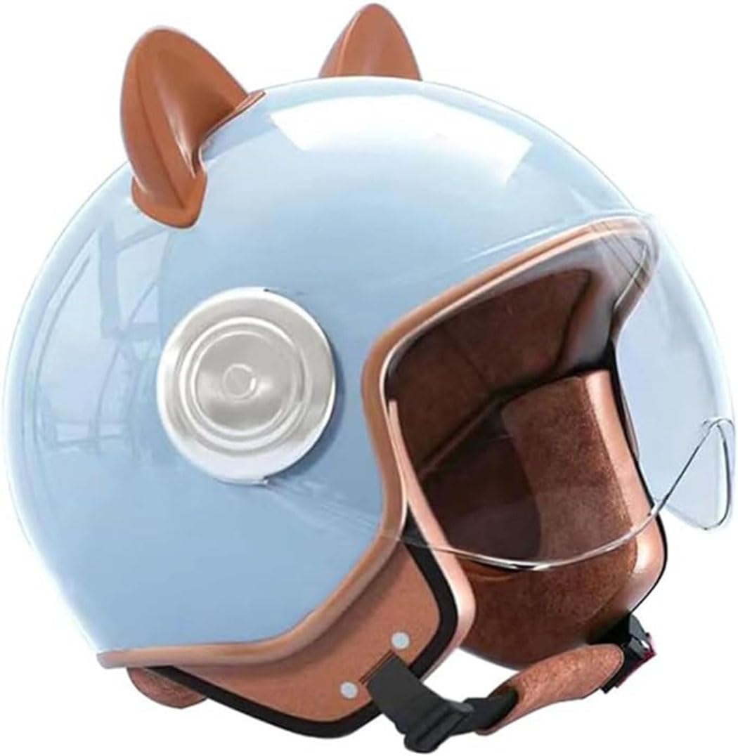 DOT Approved Cute Cat Ears Kids 3/4 Open Face Motorcycle Helmet,Retro Youth Electric Motorbike Half Helmet with Visor,Boys Girls Scooter ATV Helmets for Moped Go-Kart Dirt-Bike : Automotive