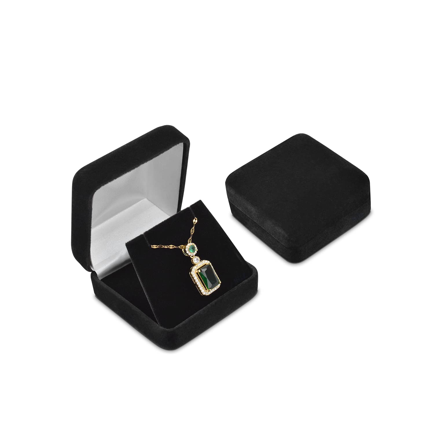 MOOCA 2 Pcs Premium Soft Short-Nap Velveteen Covers the Metal Box, Earring/Pendant Box, Jewelry Gift Box, Earring/Pendant Organizer, 2 5/8 W x 2 5/8 D