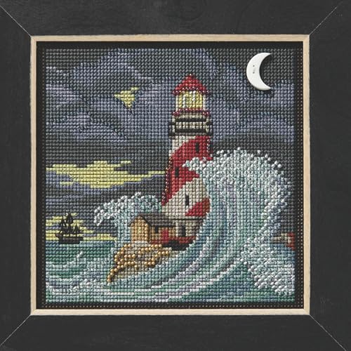 Image of Mill Hill Haunted Lighthouse Beaded Counted Cross Stitch Kit 2025 Buttons & Beads Autumn MH142522, Multicolor, 5.25 x 5.25 Inches