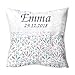 Amilian Poduszka 40 x 40 cm z imieniem i datą prezent z okazji narodzin chrztu z okazji imienia spersonalizowana dla dziecka z poszewką 100% bawełny Wzór: śnieżka