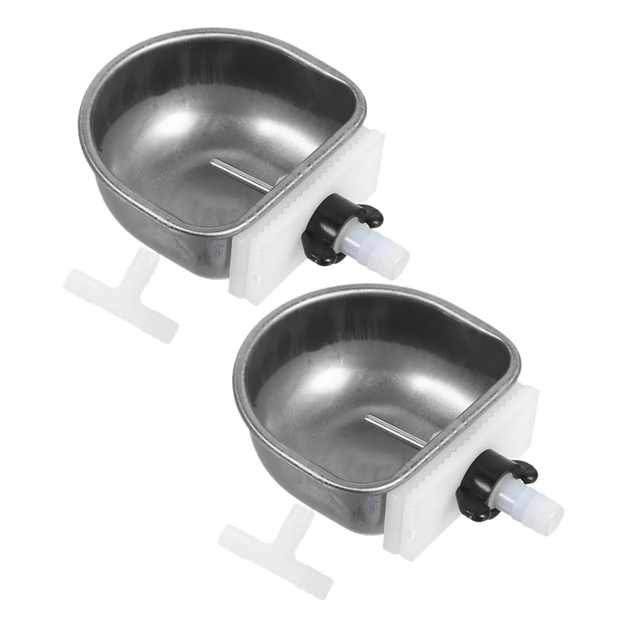 POPETPOP 2Pcs Stainless Steel Rabbit Water Feeder Bowl Automatic Drinker for Small Animals Easy Pet Water Dispenser for Bunnies Continuous Hydration for Rabbit Cages