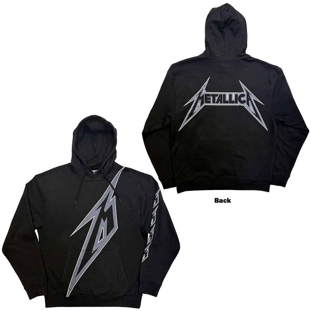 Metallica M Bolt Band Logo Pullover Felpa Con Cappuccio