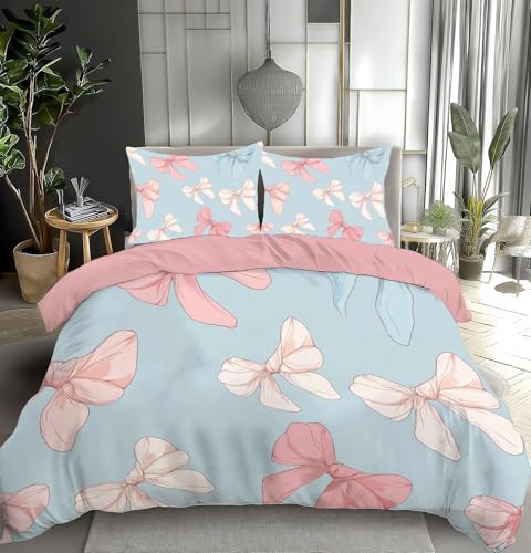 Housse de couette 200x200cm parure de lit réversible microfibre bleu clair - 2