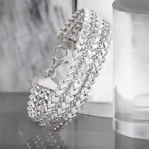 Ross-Simons Italian Sterling Silver Multi-Row Heart Bracelet #TOP2