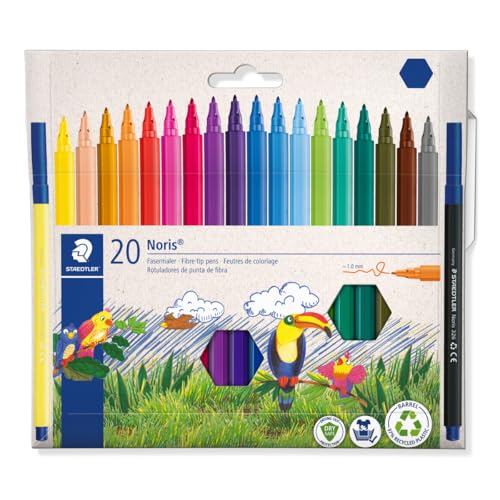 STAEDTLER 326 C20 Fibre-Tip Pen in Cardboard Pack - Assorted Colours (Pack of 20)