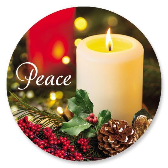 Current Candlelight Christmas Seals - Set of 72 Holiday Envelope Stickers, 1.5 inches Diameter, for Cards, Presents, and Crafts, Christmas Stationary