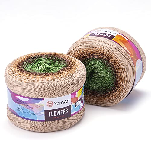Image of Yarn Art YarnArt Flowers Yarn 55% Cotton 45% Acrylic 250gr 1094yds Multicolor Cotton Yarn Rainbow Crochet Yarn Spring Summer - 1 Fine Sport Skein (308)