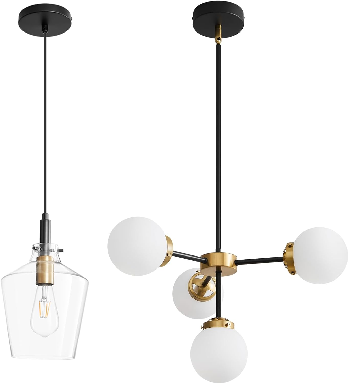 Vaziden Glass Pendant Lighting Kitchen Island, Black and