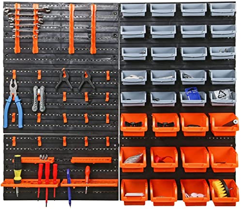 Greenfields Storage Bins Wall Mounted - Tool Organiser Garage Shelving - DIY Workshop for Home Garage Tool Rack Plastic Drawers - Backboards Storage Bin Compartments (66pc) - Image 4
