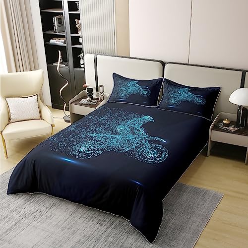 Homewish Teens Dirt Bike 100% Cotton Duvet Cover Double, Motocross Rider Bedding Set - Image 3