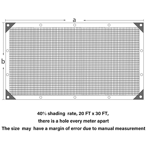image for winemana 40% Black Shade Cloth, 20 x 30 FT Durable Mesh Tarp with Grom