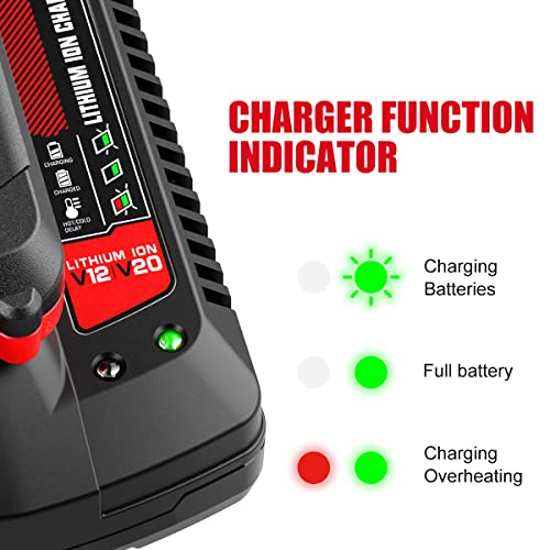 Energup 2Pack 20V 3.5Ah Replacement V20 Craftsman 20V Lithium Battery and Charger Kit for CMCB202 CMCB204 CMCB206 CMCB201 CMCB100 CMCB124 with CMCB104 Craftsman 20Volt Battery Charger